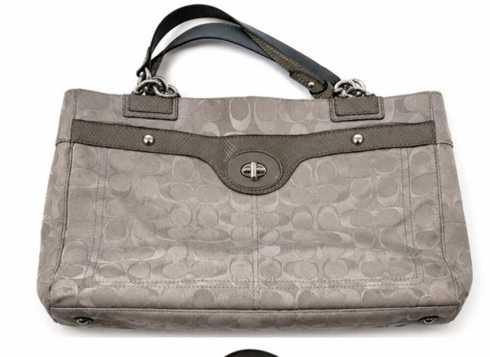 Coach Signature C Jacquard Grey Turnlock Shoulder Bag F16540